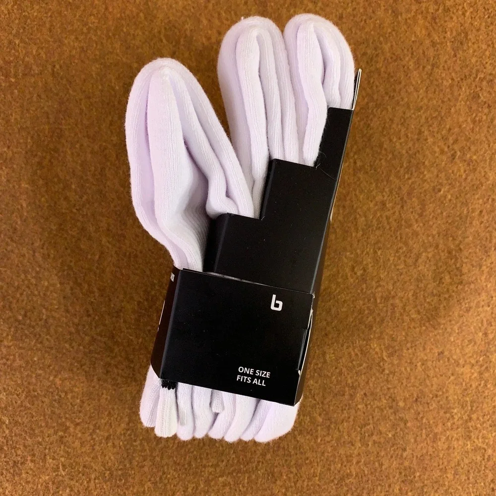 Burn Mens One Size White Black Logo Half Crew Socks 3 Pack NWT